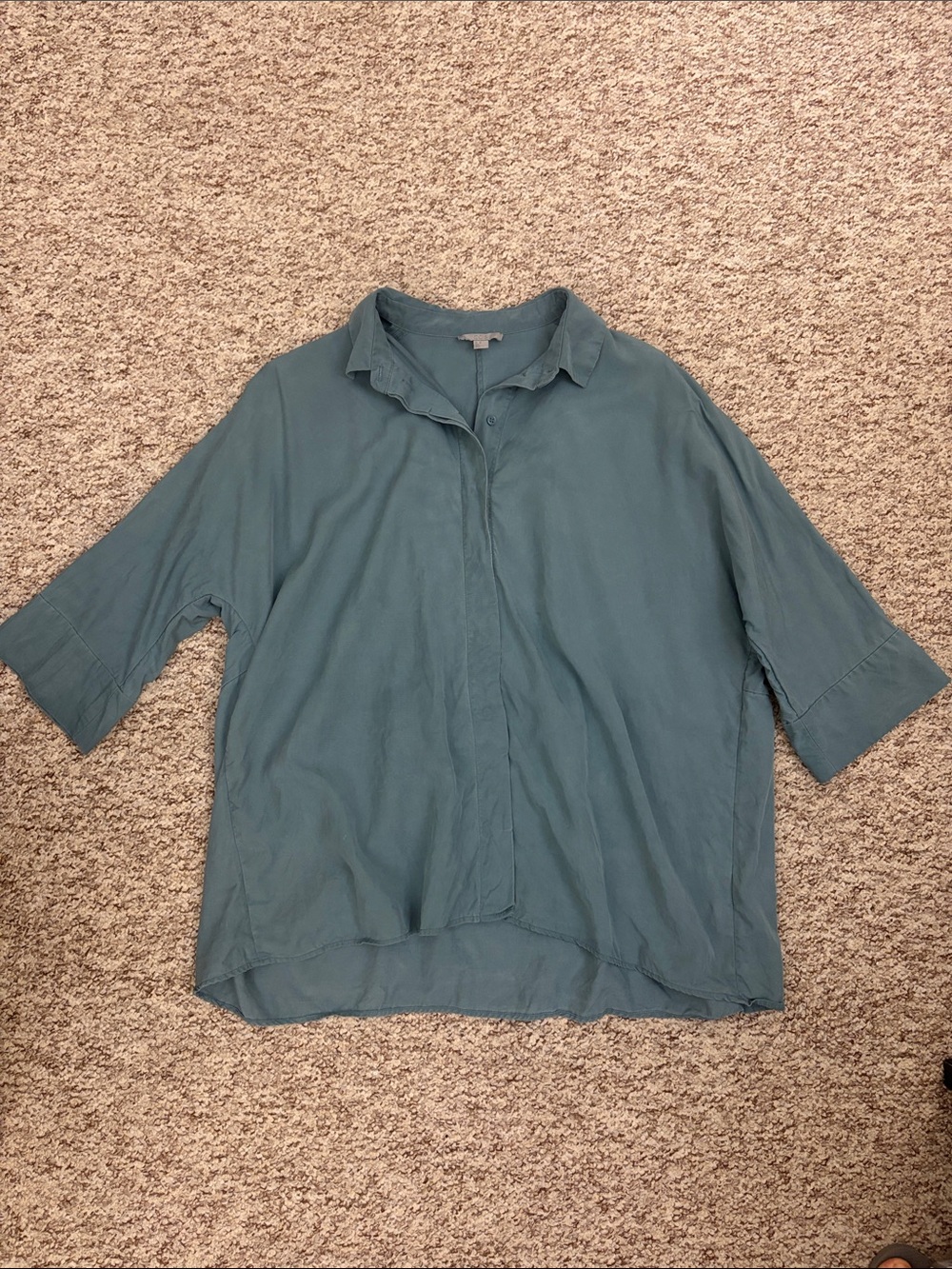 COS Relaxed Button-Front Shirt in Teal Blue